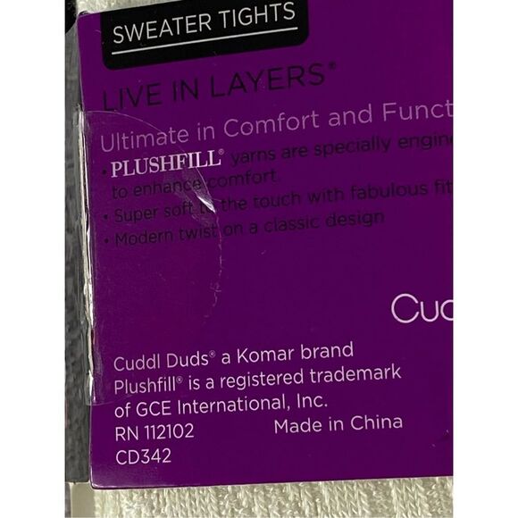 Cuddl Duds Girl’s S/M Ivory Sweater Tights - 2 Pairs - Picture 3 of 6